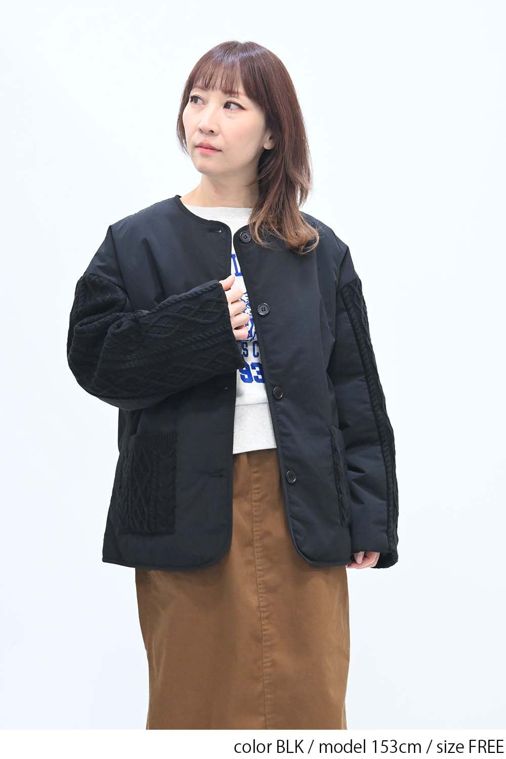 ≪SALE≫Knit Cable Switch Padded Jacket