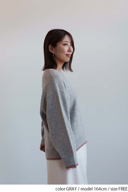 ≪SALE≫Color-Blocked Knit Crew Pullover