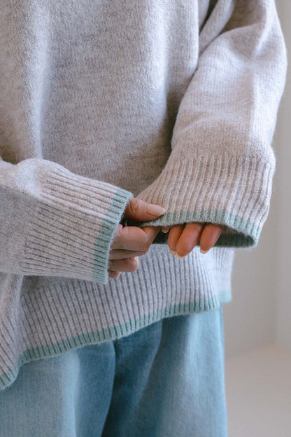 ≪SALE≫Color-Blocked Knit Crew Pullover