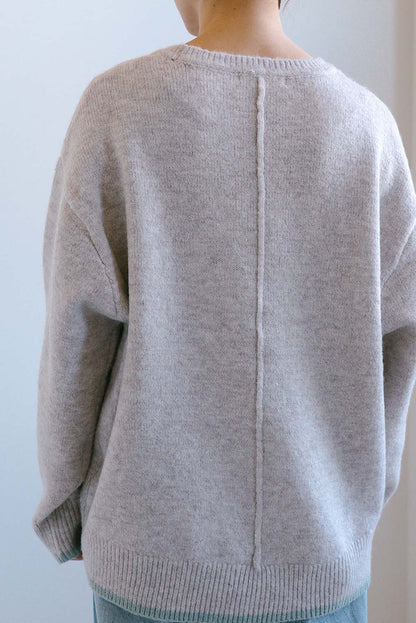 ≪SALE≫Color-Blocked Knit Crew Pullover