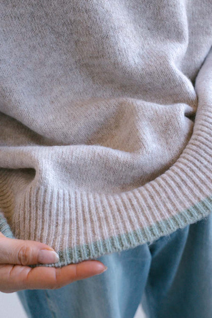 ≪SALE≫Color-Blocked Knit Crew Pullover