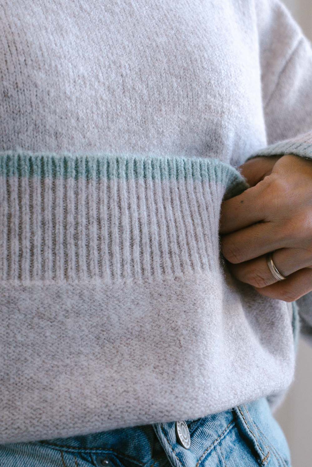 ≪SALE≫Color-Blocked Knit Crew Pullover