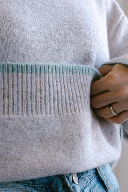 ≪SALE≫Color-Blocked Knit Crew Pullover