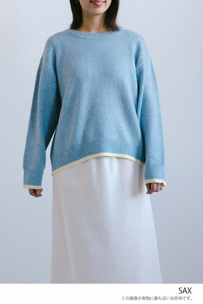 ≪SALE≫Color-Blocked Knit Crew Pullover