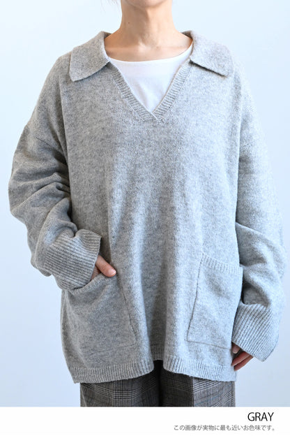 ≪SALE≫Collared Skipper Knit Pullover