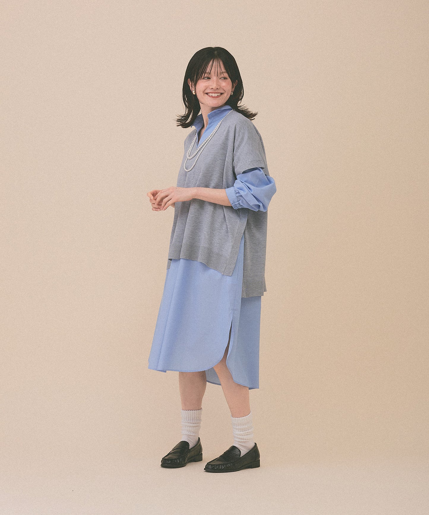 [SALE] Knit V-Neck Poncho Tunic