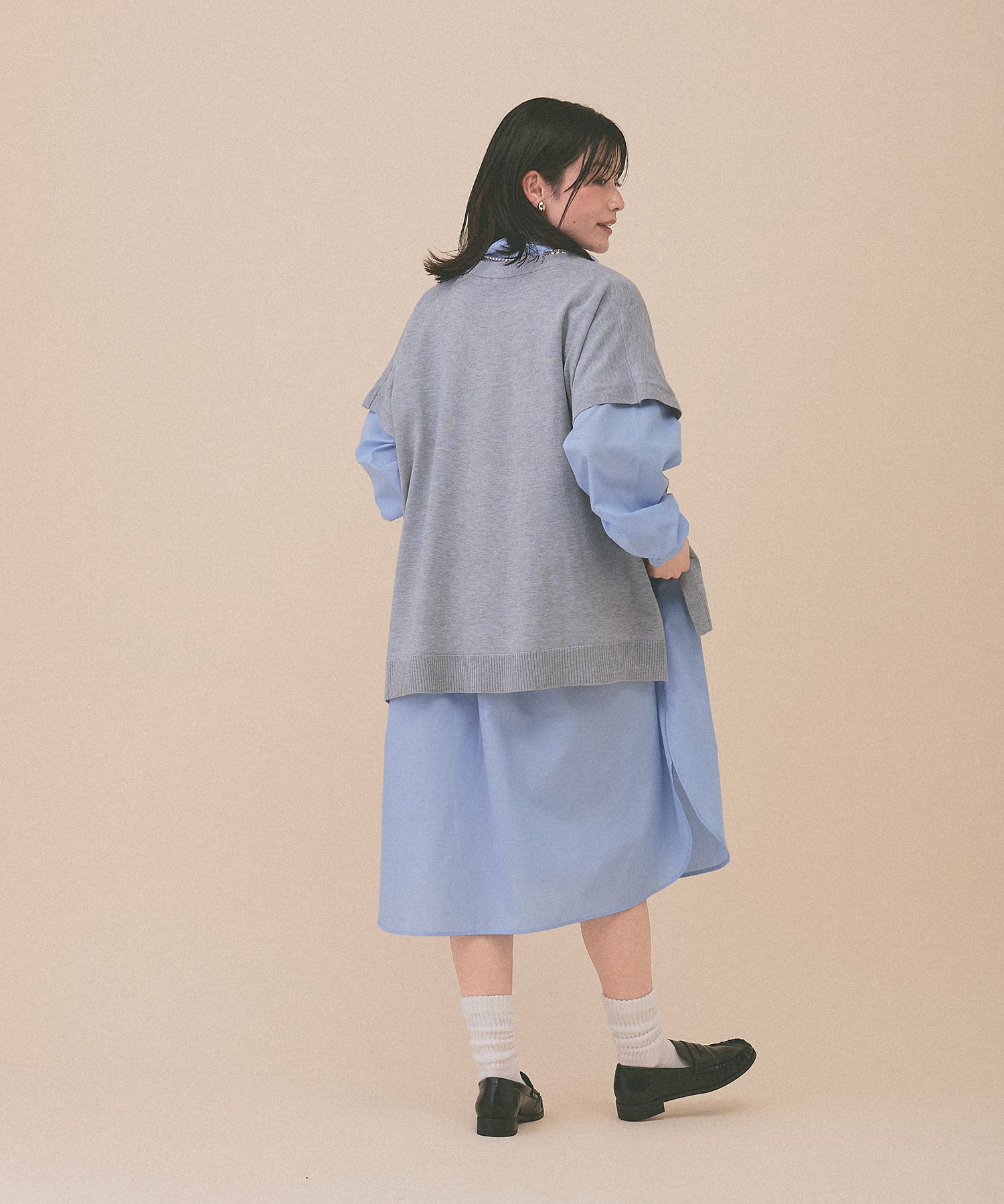 [SALE] Knit V-Neck Poncho Tunic