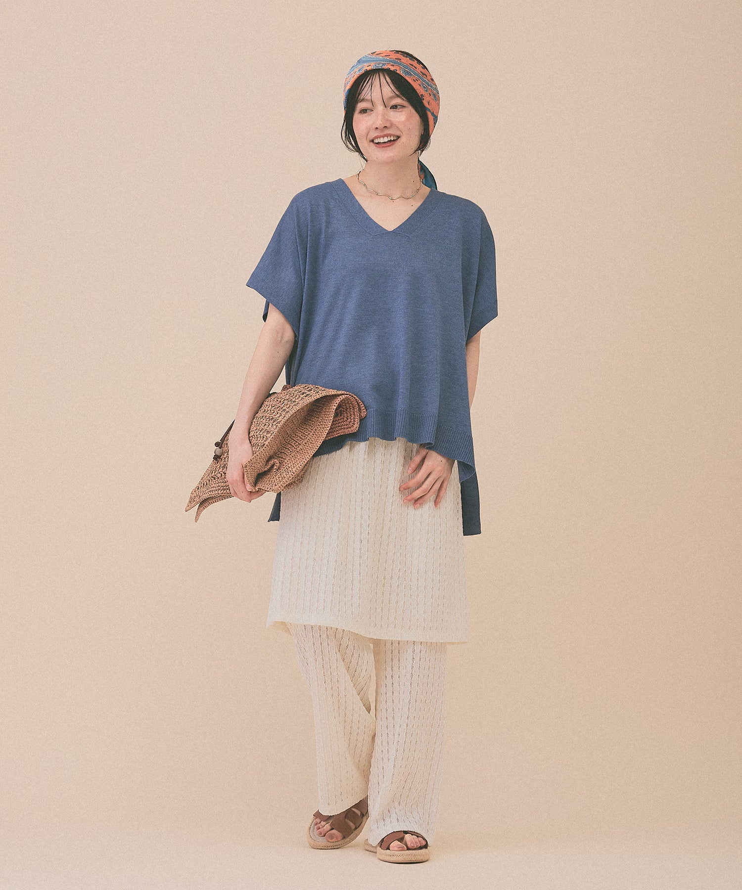 [SALE] Knit V-Neck Poncho Tunic
