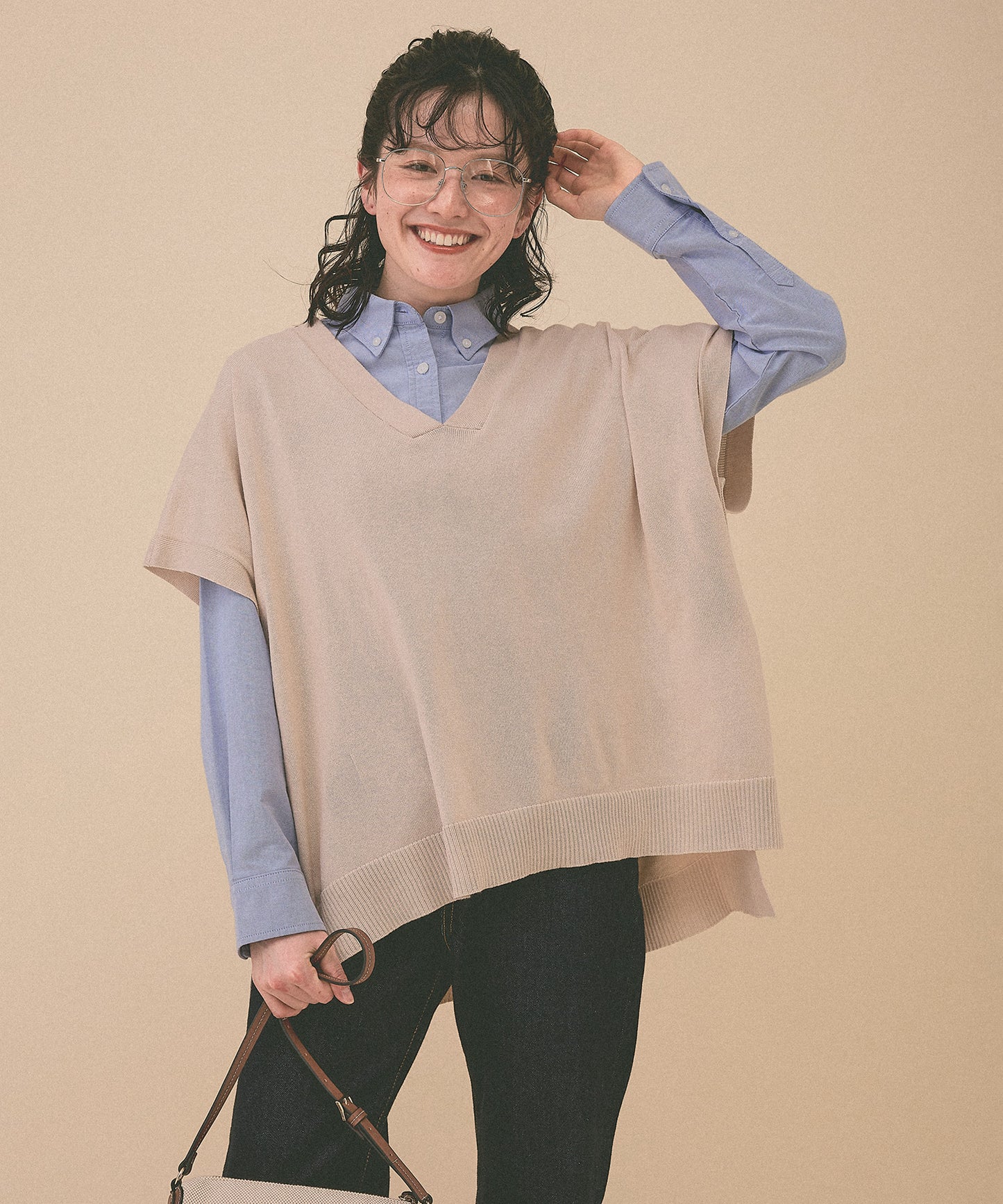 [SALE] Knit V-Neck Poncho Tunic