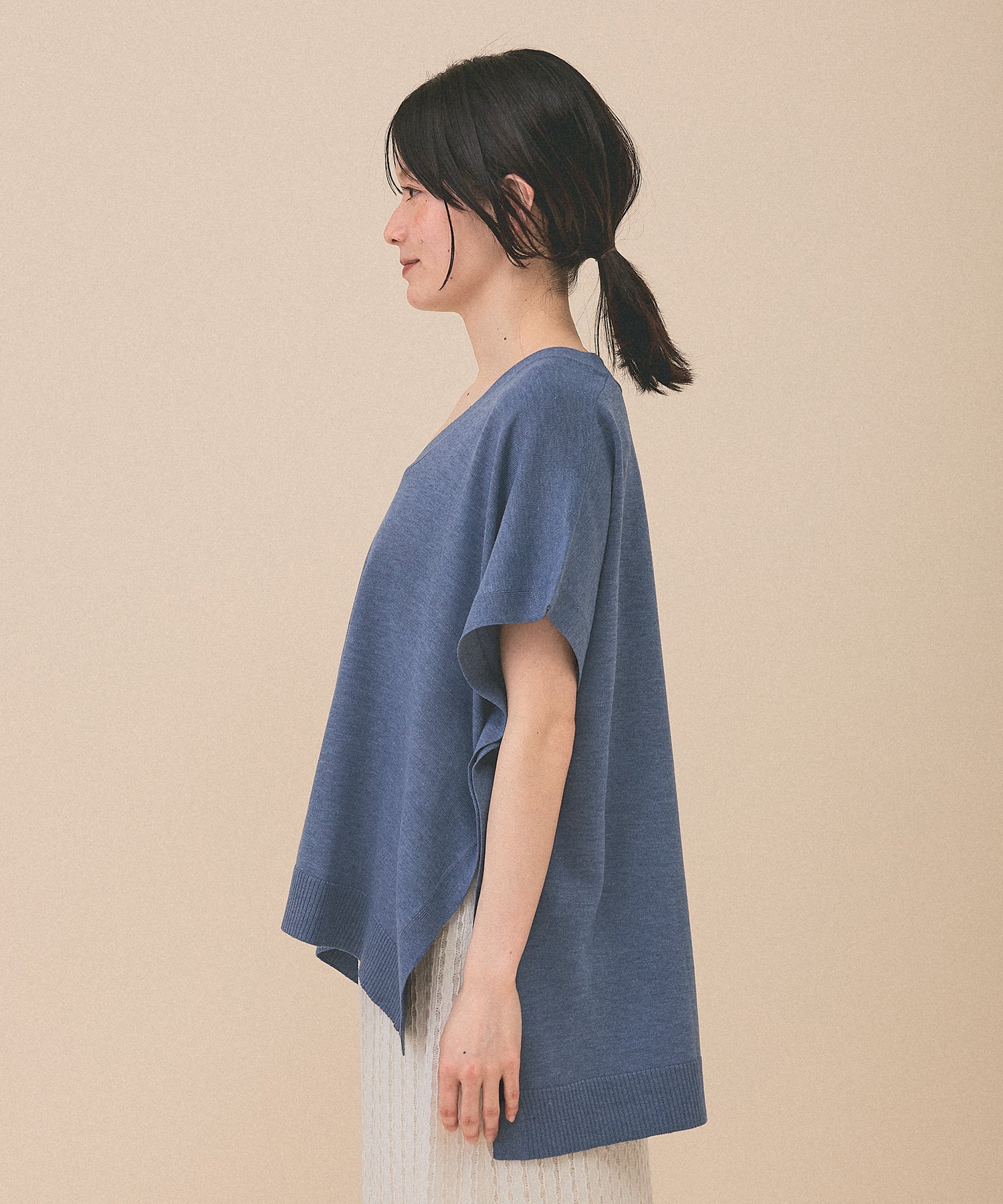 [SALE] Knit V-Neck Poncho Tunic