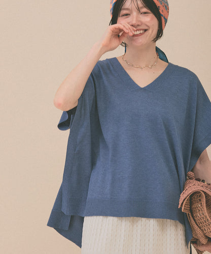 [SALE] Knit V-Neck Poncho Tunic