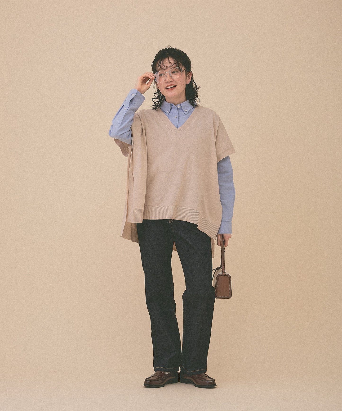 [SALE] Knit V-Neck Poncho Tunic