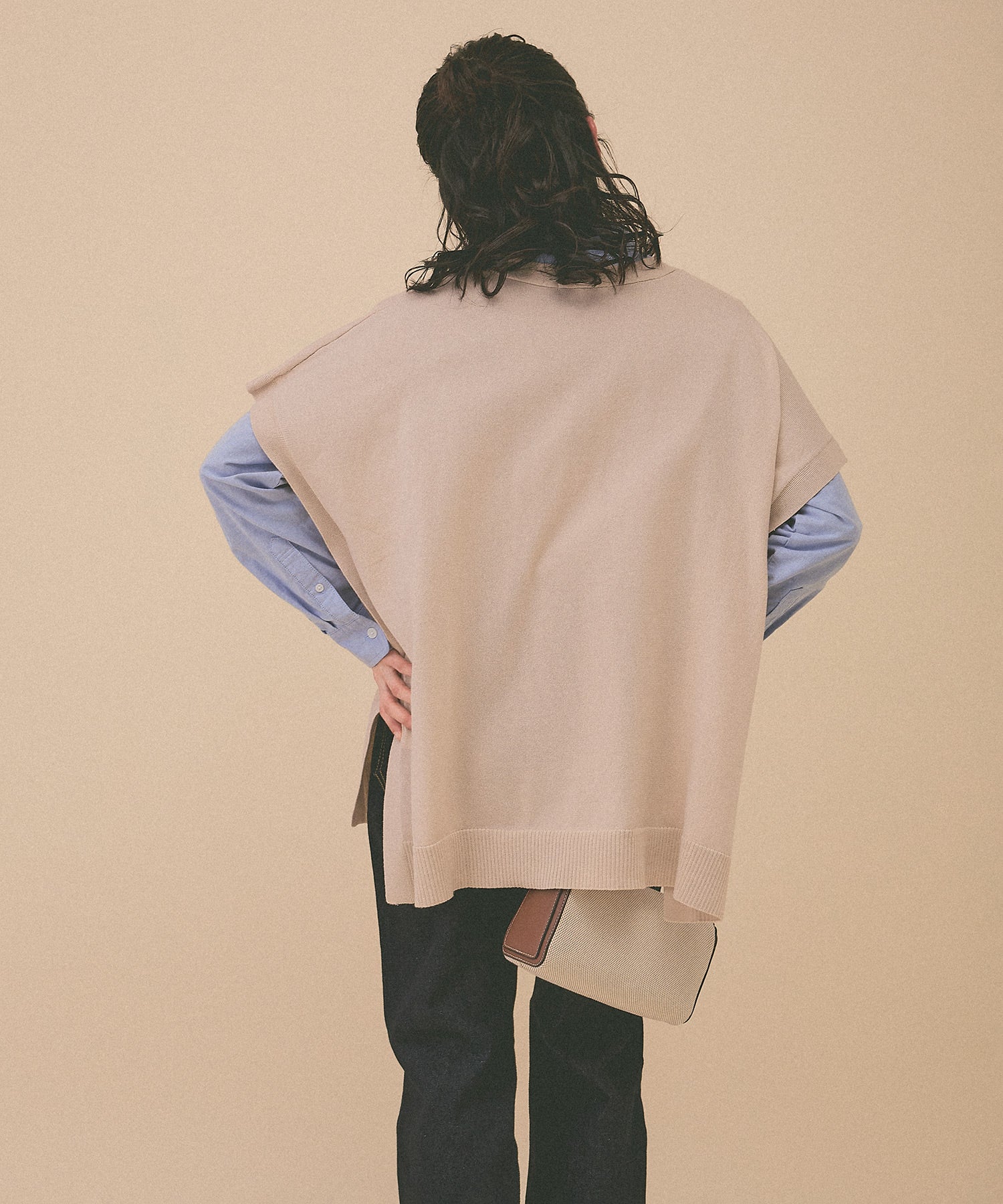 [SALE] Knit V-Neck Poncho Tunic