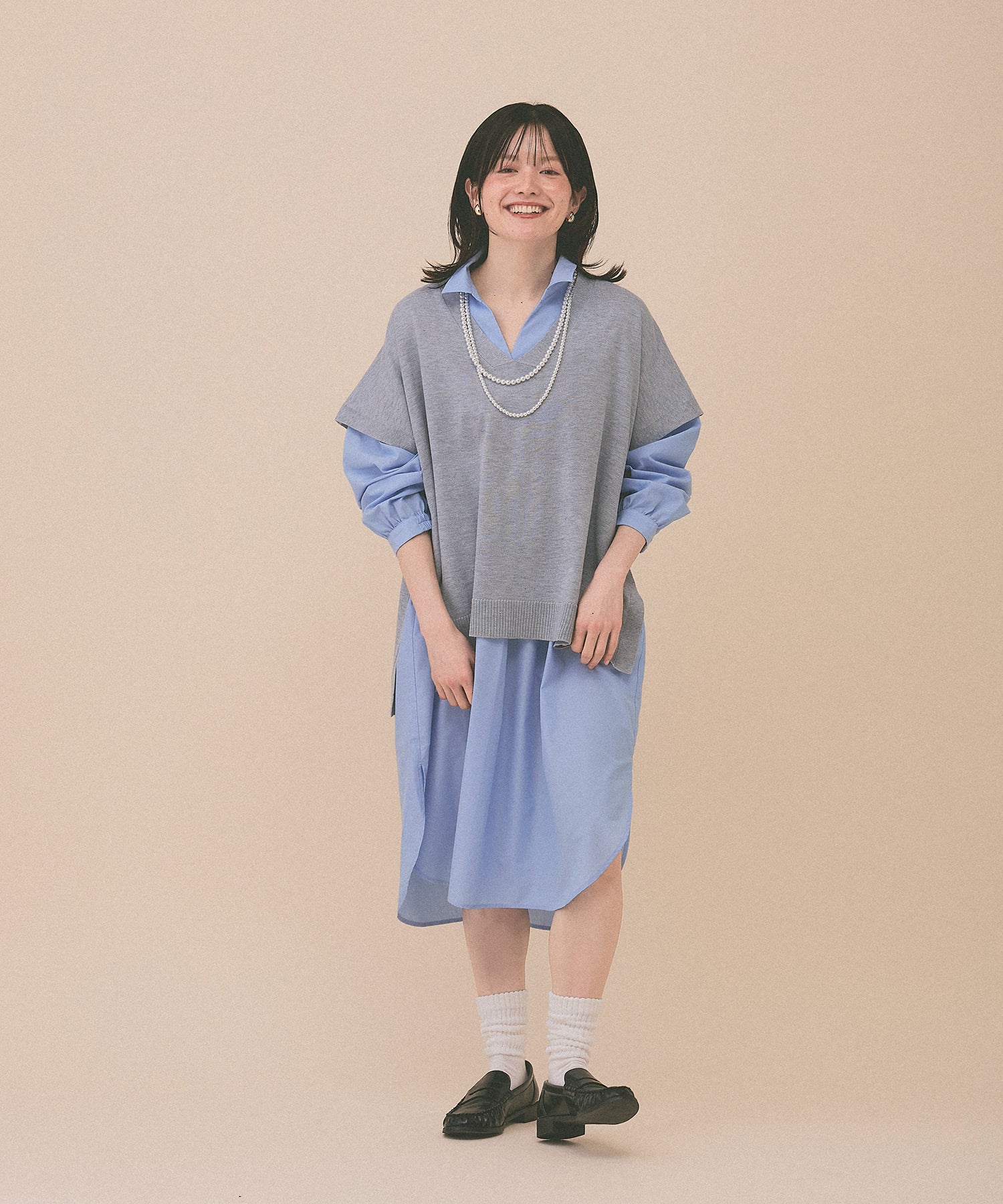 [SALE] Knit V-Neck Poncho Tunic