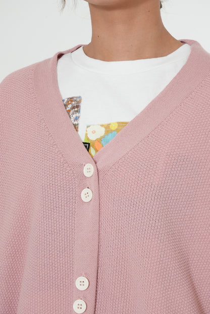 Pique Knit V-Neck Cardigan