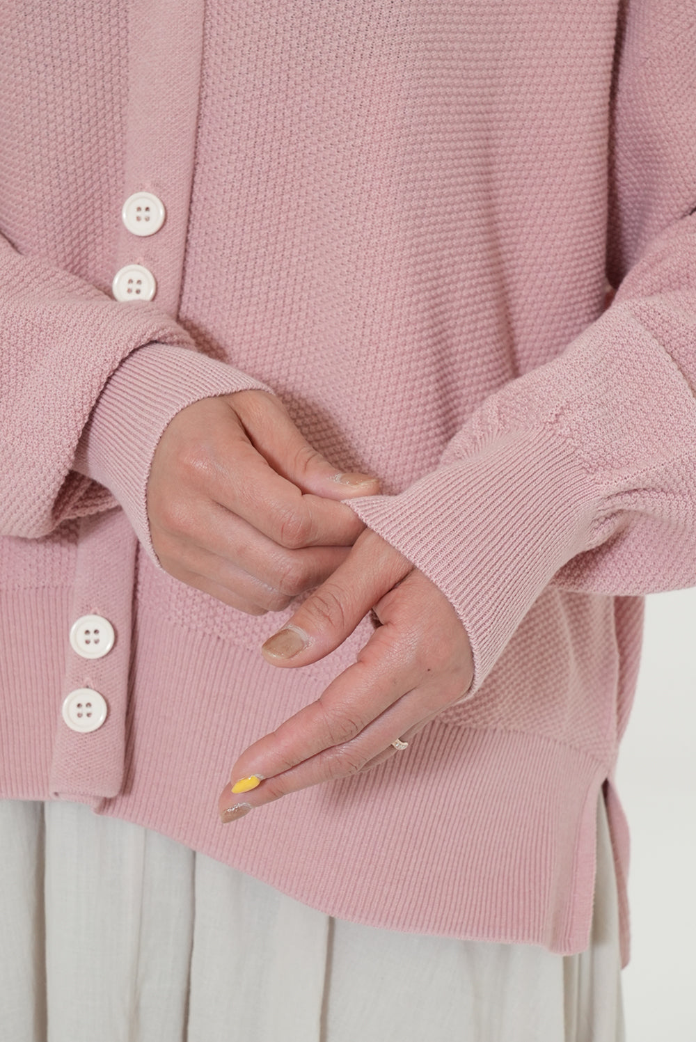 Pique Knit V-Neck Cardigan