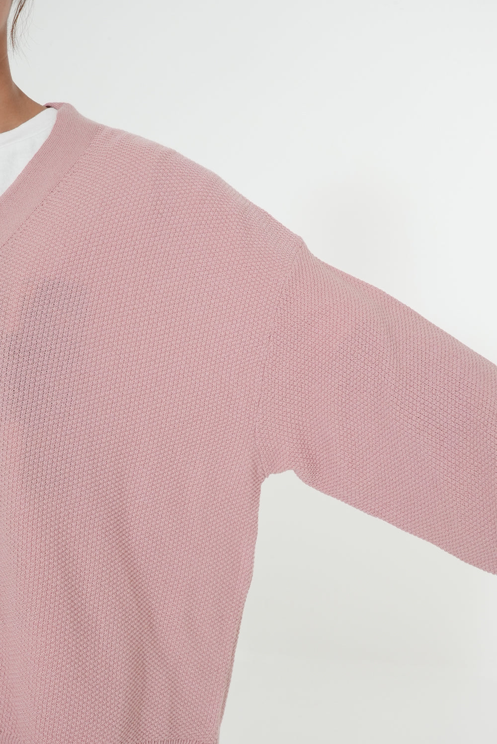 Pique Knit V-Neck Cardigan