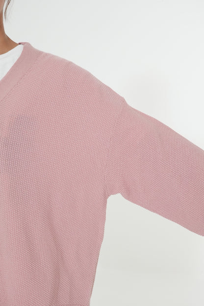 Pique Knit V-Neck Cardigan