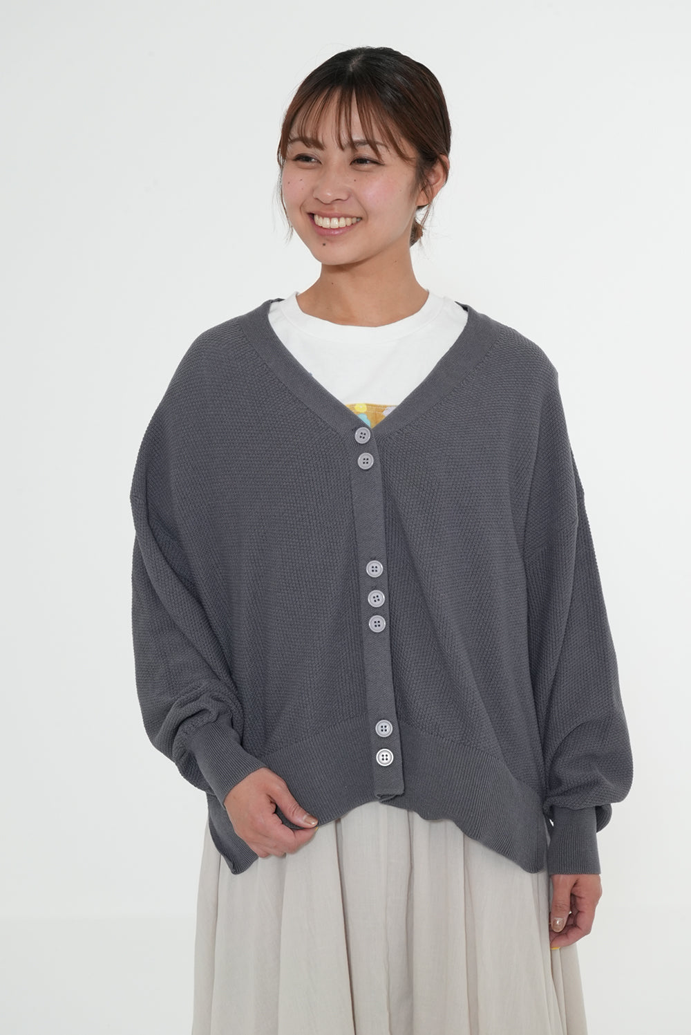Pique Knit V-Neck Cardigan
