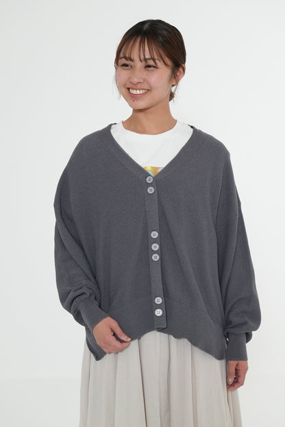 Pique Knit V-Neck Cardigan