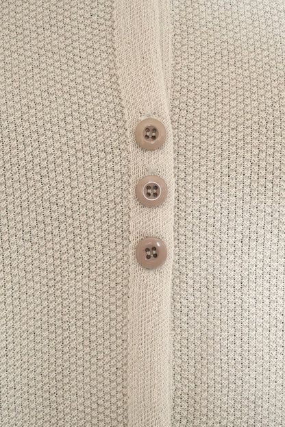 Pique Knit Crew Neck Cardigan