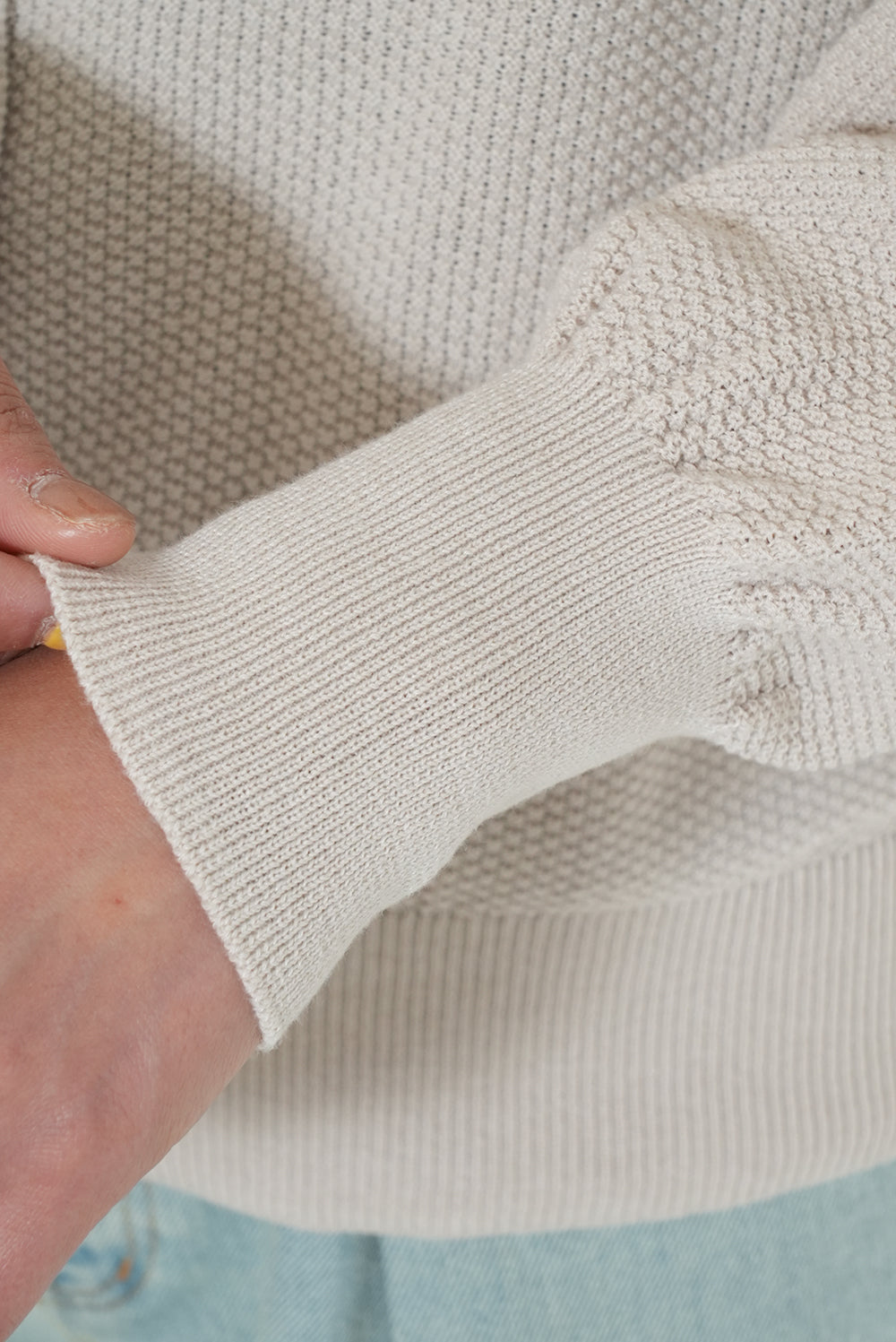 Pique Knit Crew Neck Cardigan