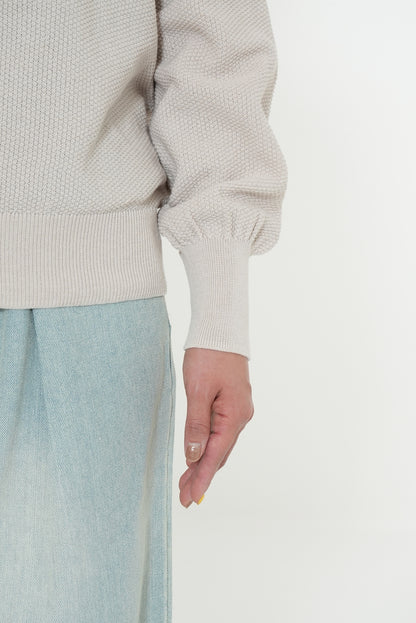 Pique Knit Crew Neck Cardigan