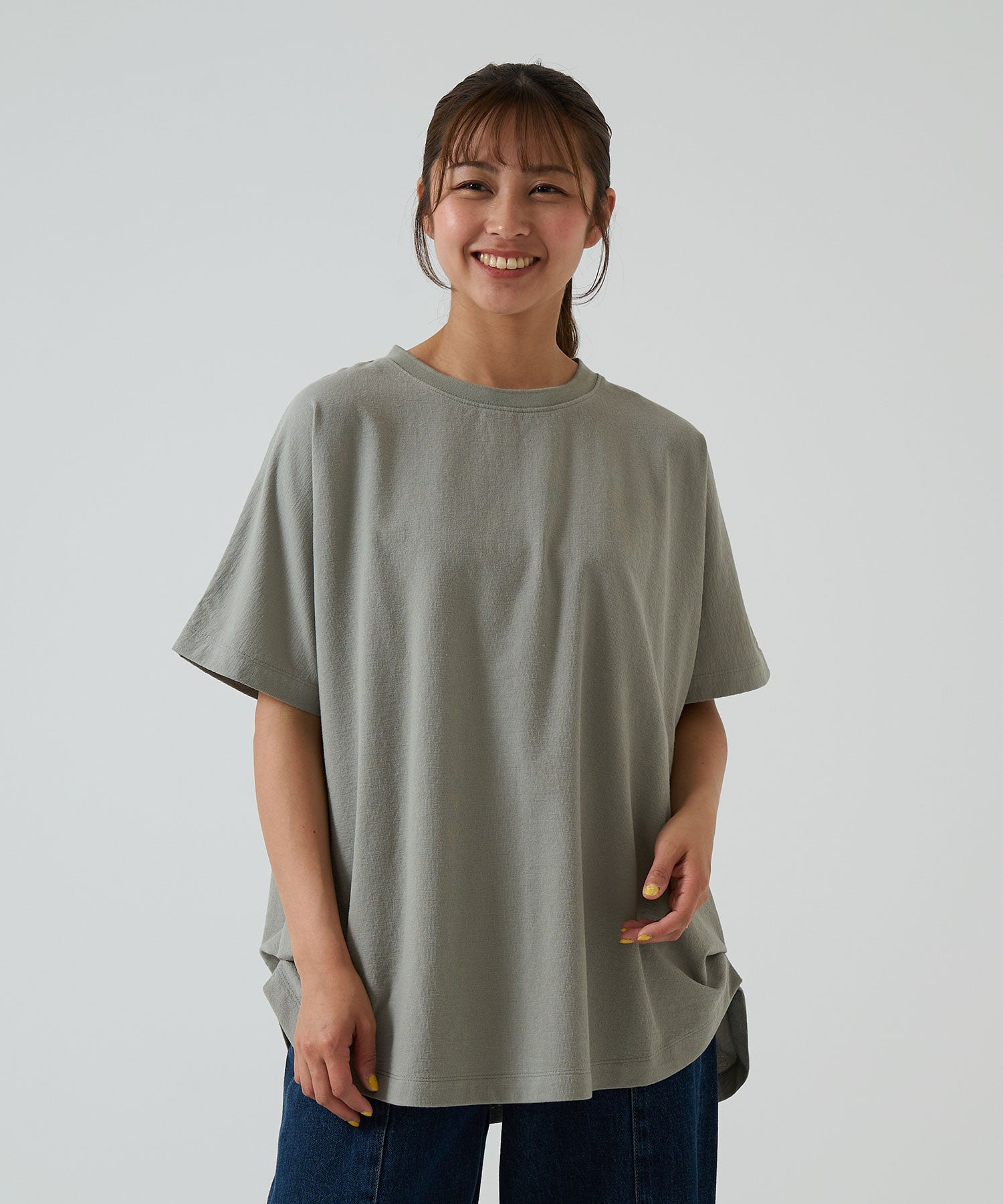 カットクレープ後ろヘンリードルマンチュニック – HEART MARKET