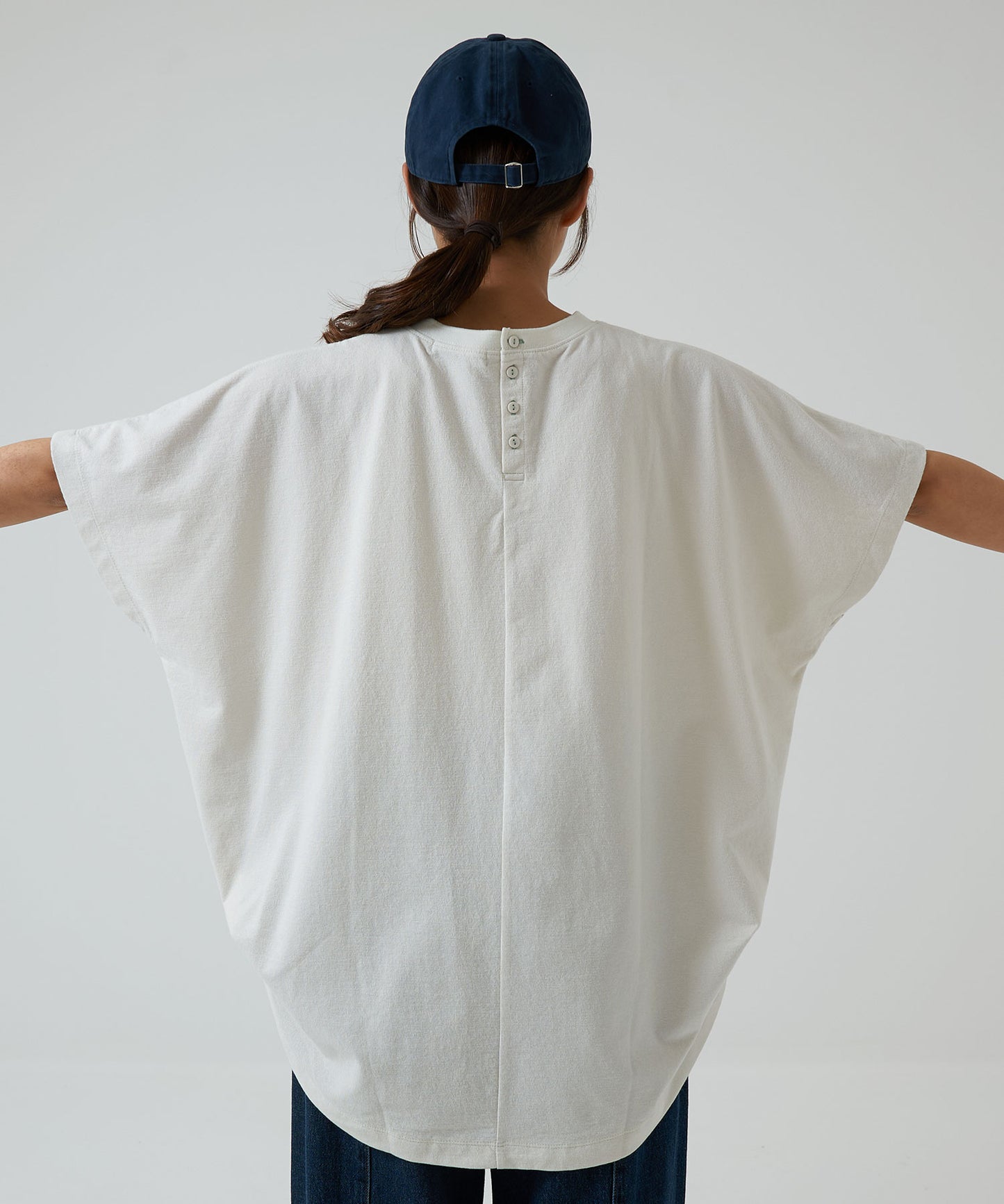 《Scheduled for Arrival Soon》Cut Crepe Back Henley Dolman Tunic