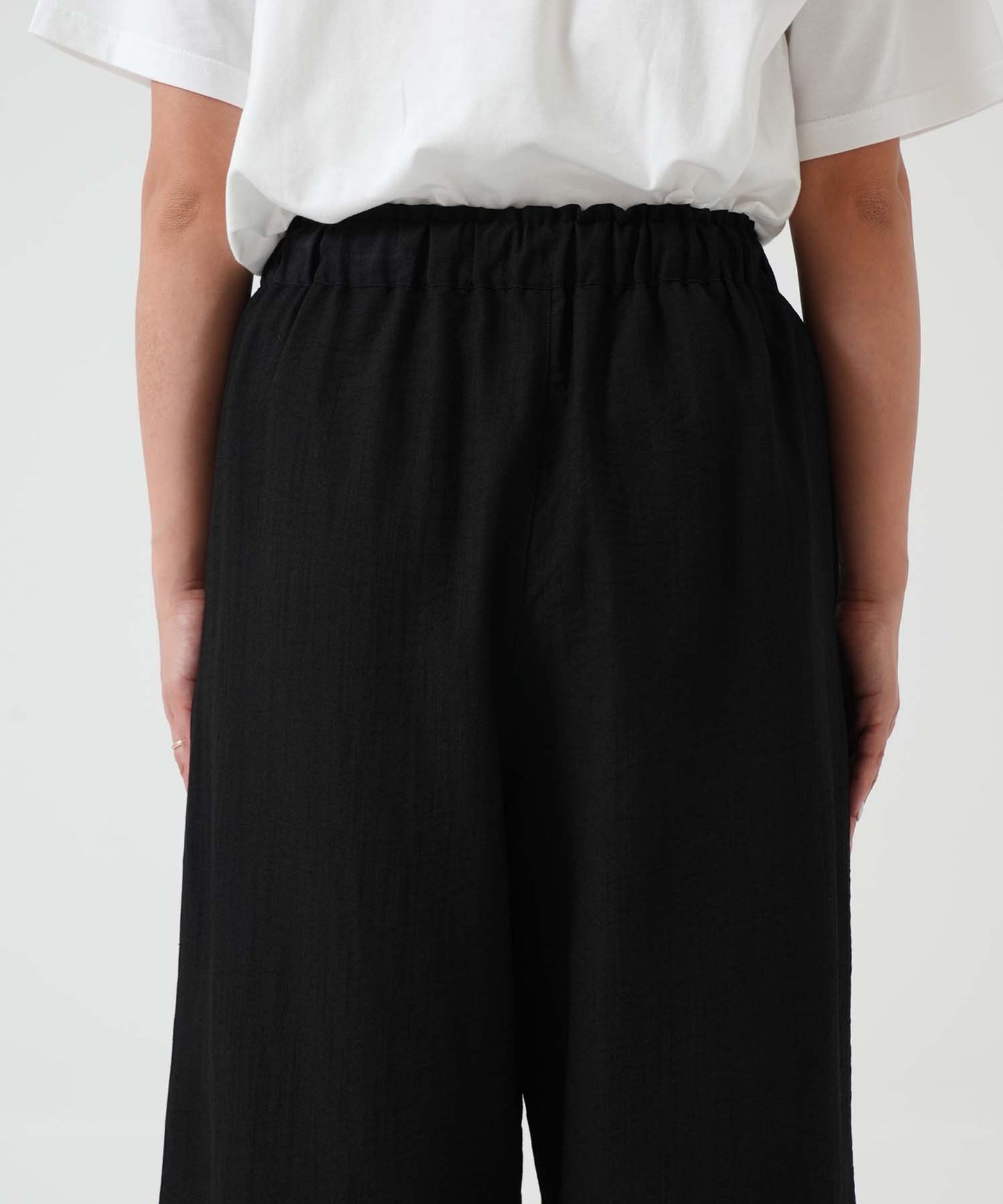 《6月20日入荷予定》やわらかスラブウェストギャザーワイドパンツ