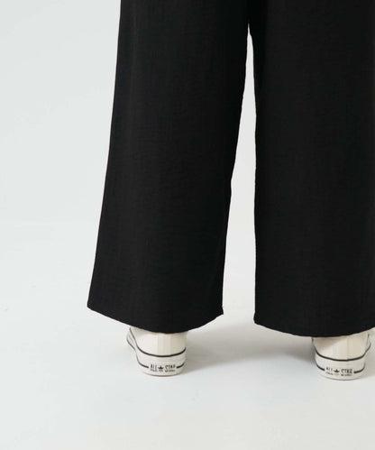 《6月20日入荷予定》やわらかスラブウェストギャザーワイドパンツ