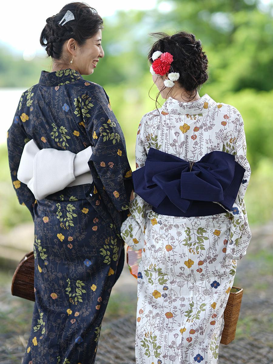 新品　未使用　浜松 ハート型花柄 浴衣　寸法写真表示 まとめ買いクーポン対象／≪SALE≫花総柄浴衣3点セット – HEART