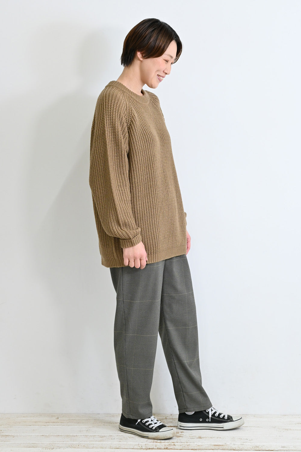 畦編みニットプルオーバー