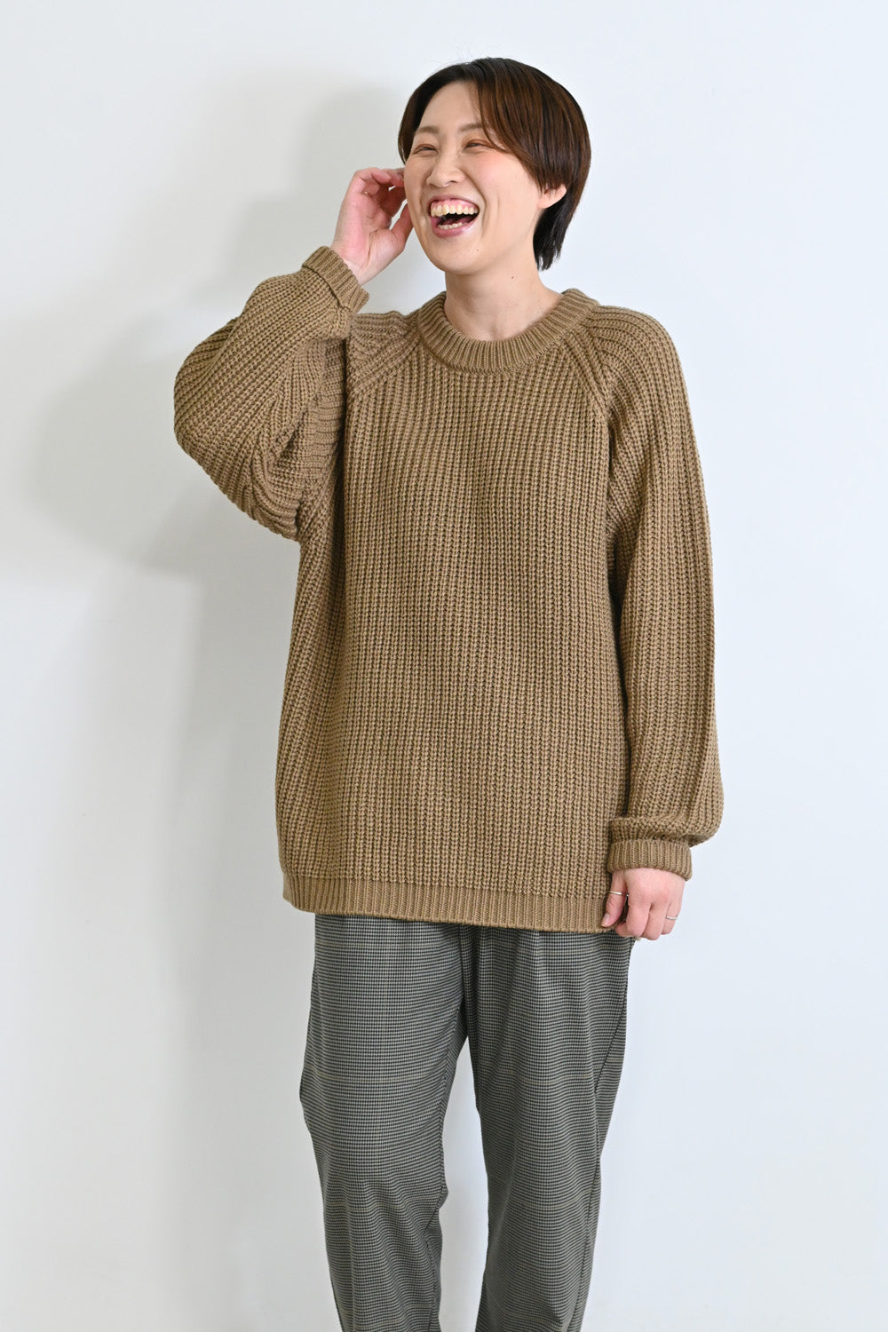 畦編みニットプルオーバー