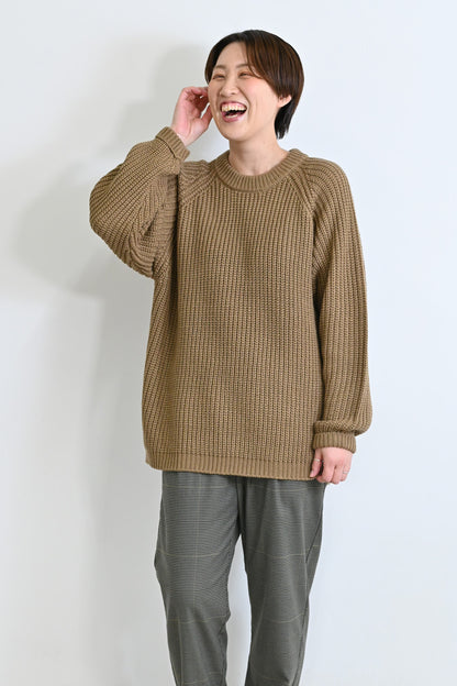 畦編みニットプルオーバー