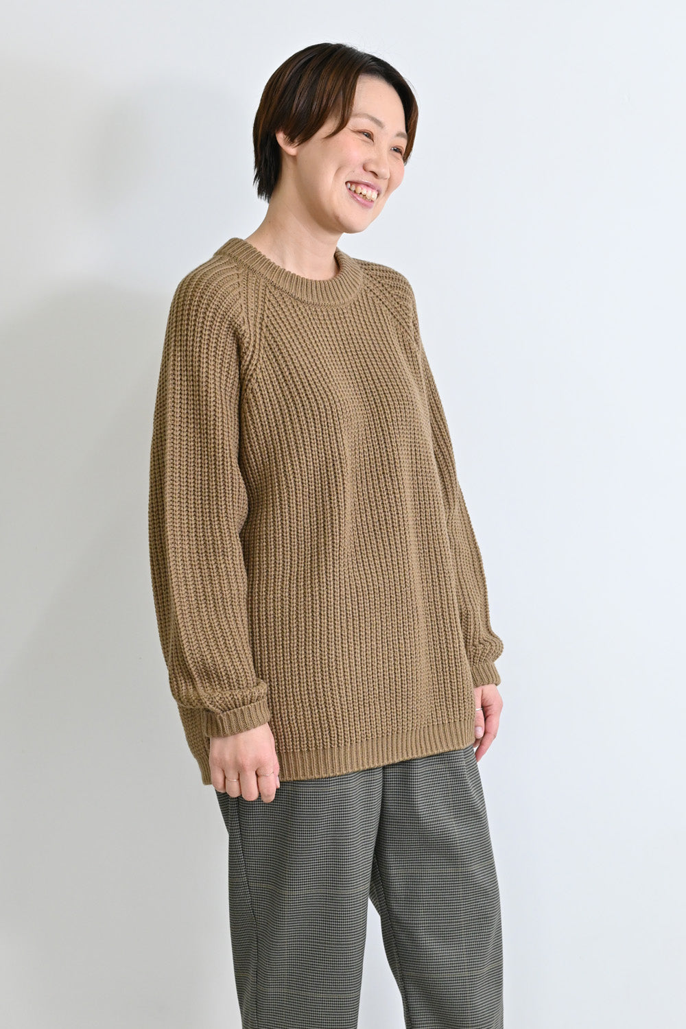 畦編みニットプルオーバー
