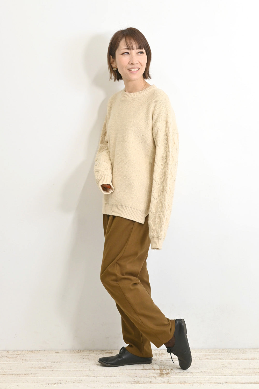 ≪SALE≫ダイヤケーブル袖プルオーバー