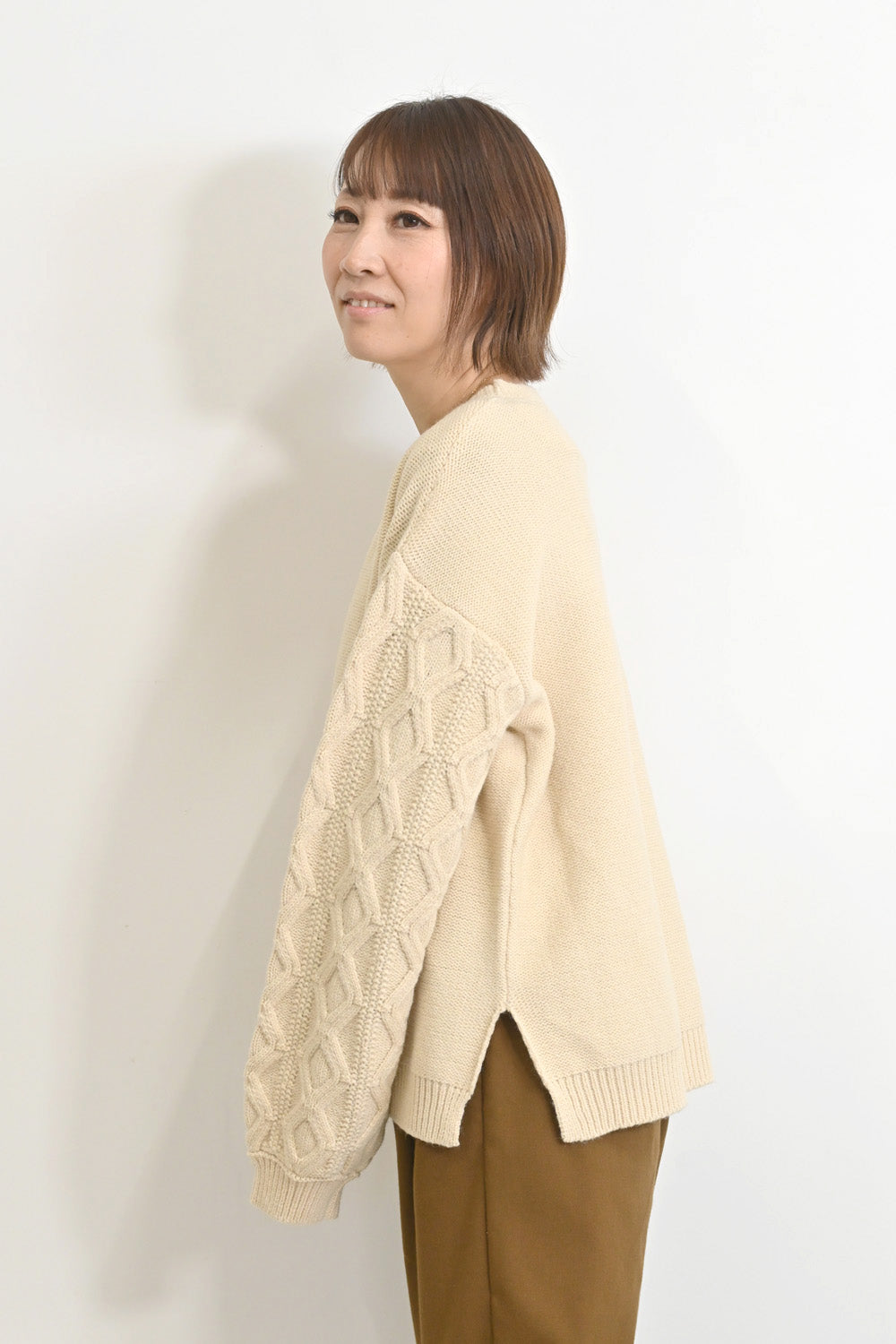 ≪SALE≫ダイヤケーブル袖プルオーバー