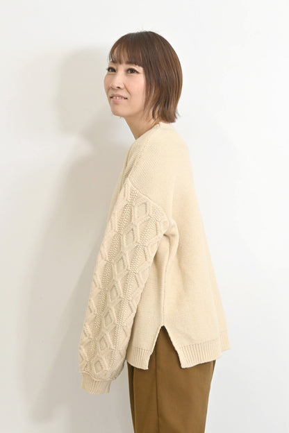 ≪SALE≫ダイヤケーブル袖プルオーバー