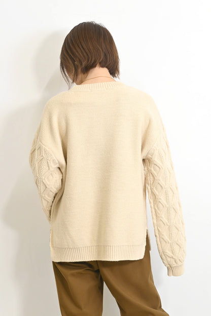 ≪SALE≫ダイヤケーブル袖プルオーバー