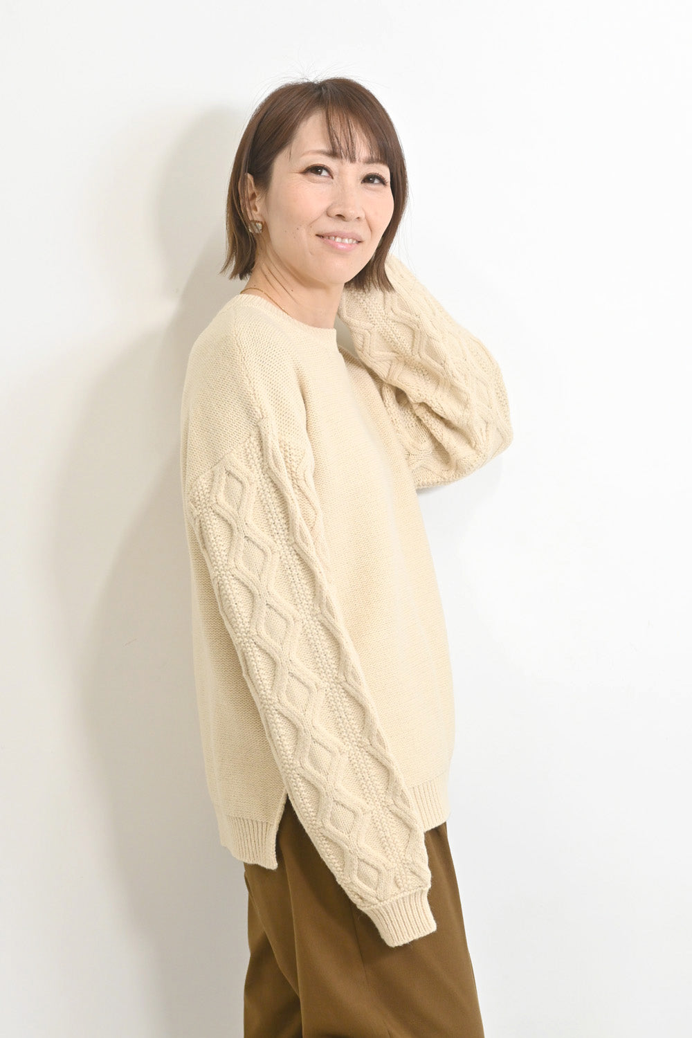 ≪SALE≫ダイヤケーブル袖プルオーバー