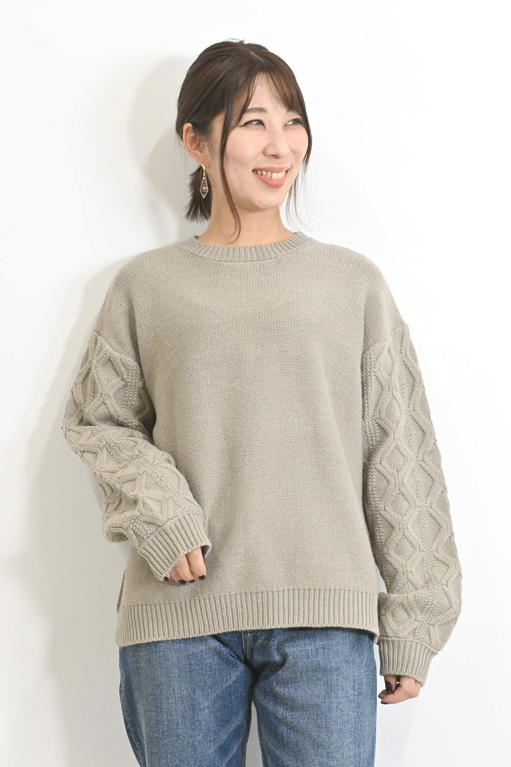 ≪SALE≫ダイヤケーブル袖プルオーバー