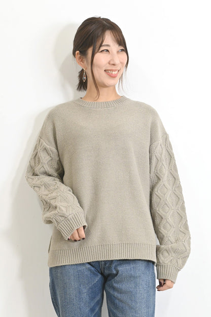 ≪SALE≫ダイヤケーブル袖プルオーバー
