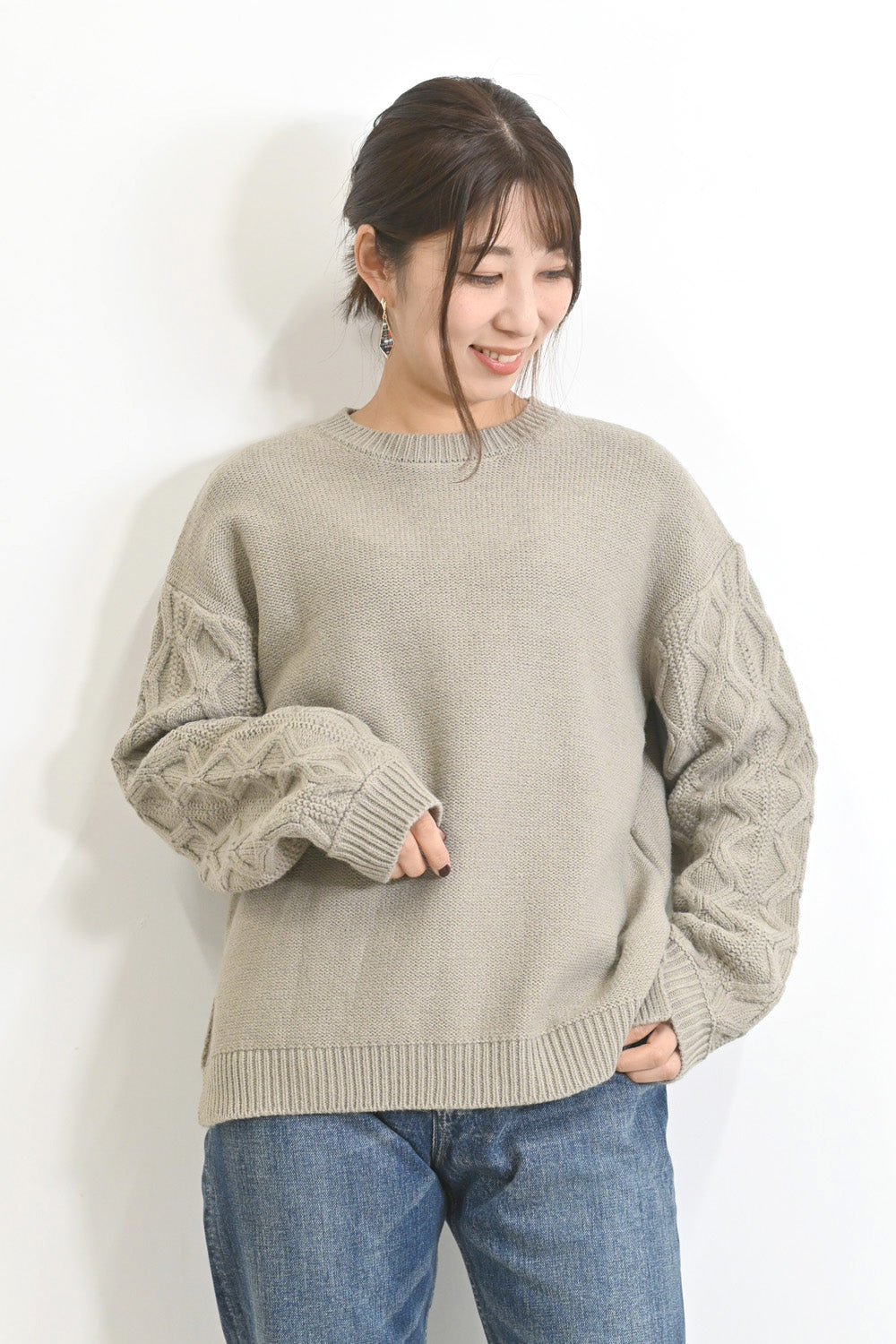 ≪SALE≫ダイヤケーブル袖プルオーバー