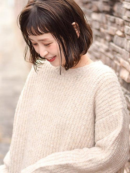畦編みゆったりプルオーバー
