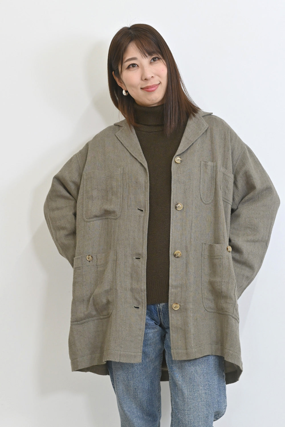 美品 ハートマーケット リネン アトリエコート 麻100 HEARTMARKET 美品 ハートマーケット リネン アトリエコート 麻100 HEARTMARKET