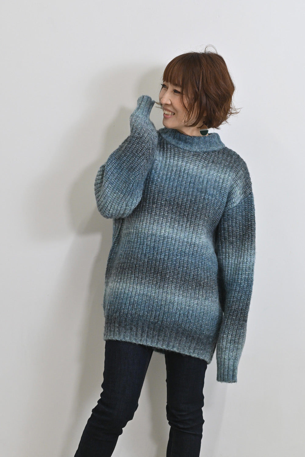 ≪SALE≫MIX Knit High Neck Tunic