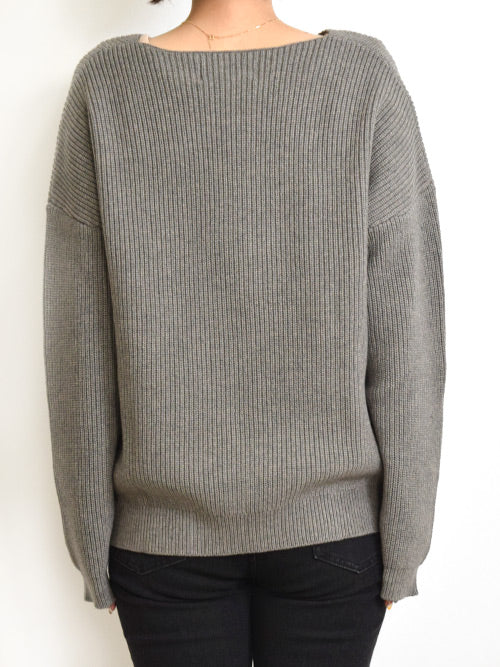 RIB編みゆるVプルオーバー