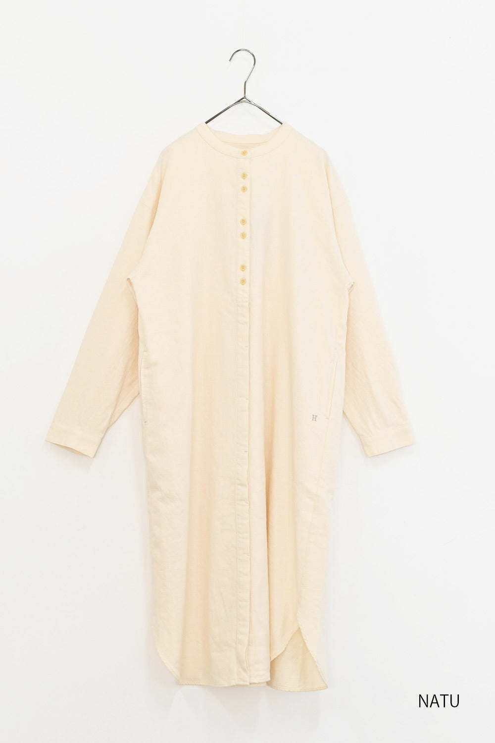 ≪SALE≫＼在庫わずか／ムラ糸ノーカラーシャツワンピース