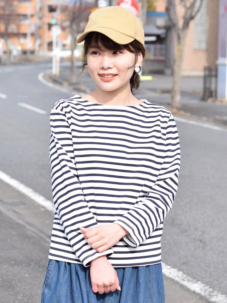 【iyori】ボーダー刺繍バスクTEE